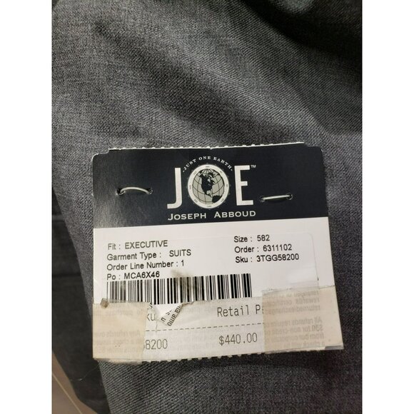 Joe Joseph Abboud Executive Suit Jacket Coat, 58R 54L, Gray, Wool, double vent - Picture 4 of 10